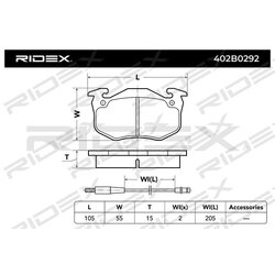 Jeu de plaquettes de frein 402B0292 pour RENAULT, PEUGEOT, CITROËN 77 01 203 213 RIDEX