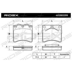 Plaquettes de frein RIDEX 402B0299 pour VW Transporter RIDEX