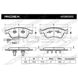 Plaquettes de frein RIDEX 402B0302 pour AUDI,VW 4D0698151AB RIDEX