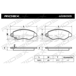 Jeu de plaquettes de frein RIDEX 402B0309 pour FORD TRANSIT 04053306 RIDEX