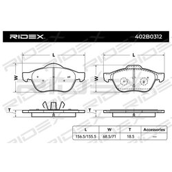 Plaquettes de frein RIDEX 402B0312 pour RENAULT 410600756R RIDEX