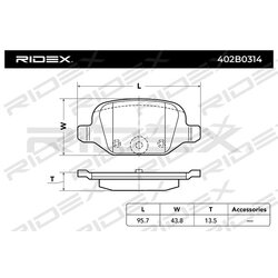 Jeu de plaquettes de frein 402B0314 pour FIAT, LANCIA, ABARTH, CITROËN 16 181 114 80 RIDEX