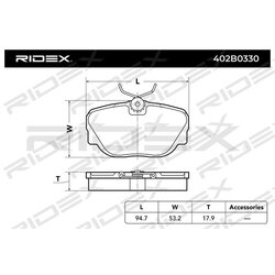 Jeu de plaquettes de frein RIDEX 402B0330 pour MERCEDES 190 000 420 81 20 RIDEX