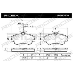 Plaquettes de frein RIDEX 402B0378 pour RENAULT ESPACE RIDEX
