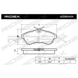 Jeu de plaquettes de frein RIDEX 402B0404 pour CITROEN 1611334680 RIDEX