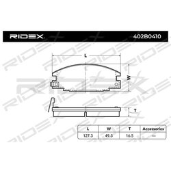 Jeu de plaquettes de frein RIDEX 402B0410 pour ISUZU, VAUXHALL 8-97164-183-0 RIDEX