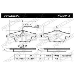 Jeu de plaquettes de frein RIDEX 402B0412 pour ALFA ROMEO 71772534 RIDEX