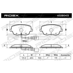 Plaquettes de frein RIDEX 402B0413 pour SKODA, SEAT, VW 6Q0698151C RIDEX