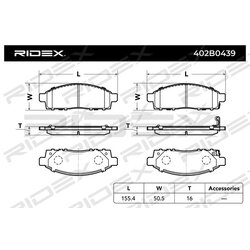 Jeu de plaquettes de frein RIDEX 402B0439 pour MITSUBISHI 6000609714 RIDEX