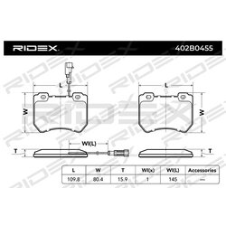 Jeu de plaquettes de frein RIDEX 402B0455 pour ALFA ROMEO 77364900 RIDEX