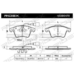 Jeu de plaquettes de frein RIDEX 402B0470 pour VW 7L6698151B RIDEX