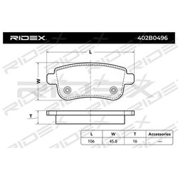 Plaquettes de frein RIDEX 402B0496 pour RENAULT 44 06 035 58R RIDEX