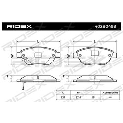 Plaquettes de frein RIDEX 402B0498 pour VAUXHALL, FIAT 68190118AB RIDEX