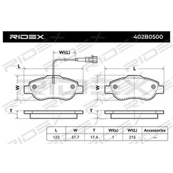 Jeu de plaquettes de frein RIDEX 402B0500 pour FIAT, PEUGEOT, FORD 71770058 RIDEX