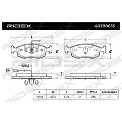 Plaquettes de frein RIDEX 402B0635 pour FIAT 7 736 572 9 RIDEX