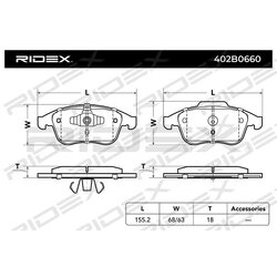 Plaquettes de frein RIDEX 402B0660 pour RENAULT 410600011R RIDEX