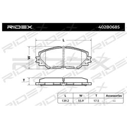 Jeu de plaquettes de frein RIDEX 402B0685 pour TOYOTA, SUBARU 04465-02310 RIDEX