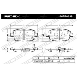 Jeu de plaquettes de frein RIDEX 402B0698 pour TOYOTA, BYD et plus encore... RIDEX