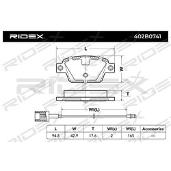 Jeu de plaquettes de frein 402B0741 pour FIAT, ALFA ROMEO, LANCIA, CHRYSLER 77363518 RIDEX
