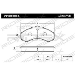 Plaquettes de frein RIDEX 402B0758 pour IVECO, RENAULT CAMIONS, RENAULT 1906401 RIDEX