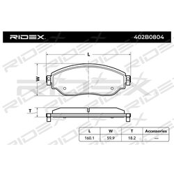 Plaquettes de frein RIDEX 402B0804 pour RENAULT, VAUXHALL, FIAT, NISSAN RIDEX