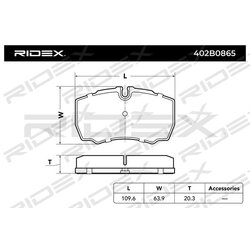 Jeu de plaquettes de frein RIDEX 402B0865 pour IVECO, FORD 1501265 RIDEX