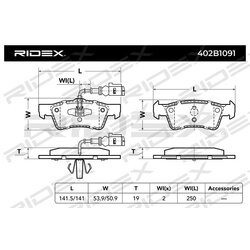 Jeu de plaquettes de frein RIDEX 402B1091 pour VW 7H8 698 451 RIDEX