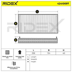 Filtre d'habitacle 424I0097 pour MERCEDES, MAYBACH, FORD, CHEVROLET 210 830 00 18 RIDEX