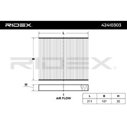 Filtre d'habitacle RIDEX 424I0303 pour SUBARU, SUZUKI G3210FE000 RIDEX