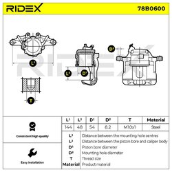 Brake Caliper RIDEX 78B0600 OE Ref 000 420 5383