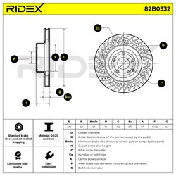 Brake Disc RIDEX 82B0332 OE Ref 220 421 25 12 RIDEX