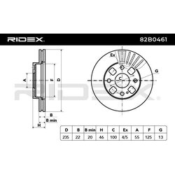 Brake Disc RIDEX 82B0461 OE Ref BJ0Y-33-25X