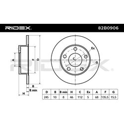 Brake Disc RIDEX 82B0906 OE Ref 443 615 601B
