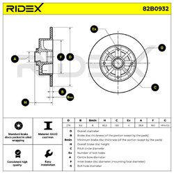 Disque de frein - RIDEX 82B0932 RIDEX