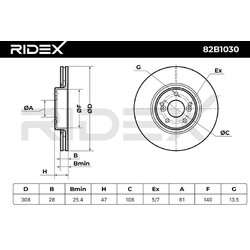 Brake Disc RIDEX 82B1030 OE Ref 7701206831 RIDEX