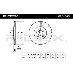 Brake Disc RIDEX 82B1049 OE Ref 4695189 RIDEX