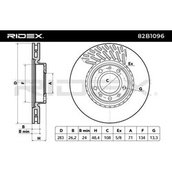 Brake Disc RIDEX 82B1096 OE Ref 98 039 181 80 RIDEX