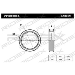 Filtre à air RIDEX 8A0009 pour VW, AUDI, SKODA, SEAT et plus encore... RIDEX