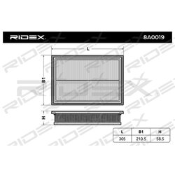 Filtre à air RIDEX 8A0019 pour VW, SEAT, FORD 7M3129620 RIDEX