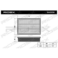 Filtre à air RIDEX 8A0036 pour FORD, VOLVO 1232496 RIDEX