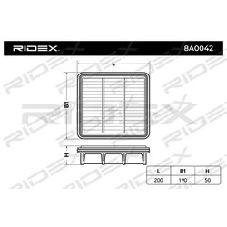 Filtre à air RIDEX 8A0042 pour KIA, HYUNDAI 281132H000 RIDEX