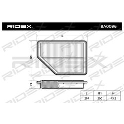 Filtre à air RIDEX 8A0096 pour HONDA 17220RMA505 RIDEX