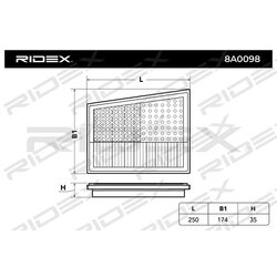 Filtre à air RIDEX 8A0098 pour MERCEDES 642 094 02 04 RIDEX