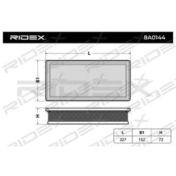 Filtre à air RIDEX 8A0144 pour PEUGEOT, CITROËN 9687254680 RIDEX