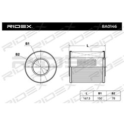 Air Filter RIDEX 8A0146 OE Ref 4F0133843A RIDEX
