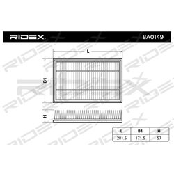 Filtre à air RIDEX 8A0149 pour FORD, VOLVO 1232494 RIDEX