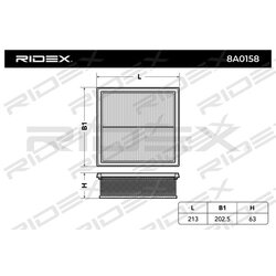 Filtre à air RIDEX 8A0158 pour VAUXHALL, FIAT, ALFA ROMEO, ABARTH RIDEX