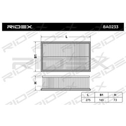 Filtre à air RIDEX 8A0233 pour PEUGEOT, CITROËN, DS 1444-QP RIDEX