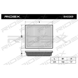 Filtre à air RIDEX 8A0269 pour LEXUS, TOYOTA 1770037250 RIDEX