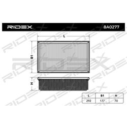 Filtre à air RIDEX 8A0277 pour VW, AUDI, SEAT, SKODA, CUPRA RIDEX